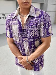 Manfinity RSRT Nam Ngắn tay Áo sơ mi Với In Tất cả - Nhiều màu - Xem 5