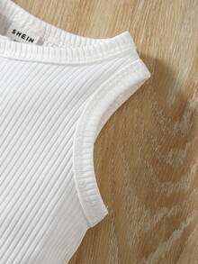 SHEIN 3入組嬰兒男童休閒、舒適、可愛、時尚、無袖、半扣、開襠爬衣套裝,適用於家裡和戶外 - 彩色 - 查看 5