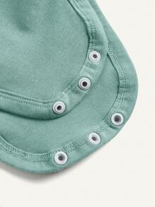 Cozy Pixies 4pcs/Set Baby Boy Solid Color Long Sleeves Overlapping Shoulder Bodysuit - Green - View 4