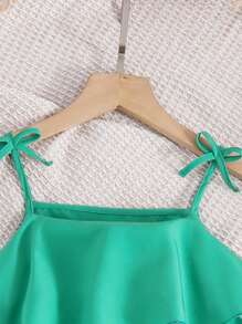 Sparklyn Cô gái Tween Màu thuần Dây đeo Mì Ý  Áo Và Quần ống rộng Bộ Với In Mandala - Nhiều màu - Xem 4