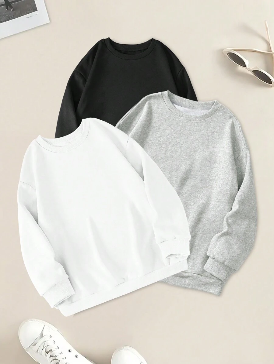 INAWLY Round Neck Long Sleeve Sweatshirt - Multicolor - View 1