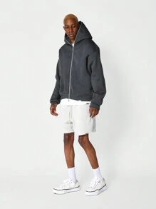 SUMWON Regular Fit Zip Through Hoodie - Dark Grey - View 3
