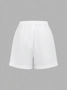 SHEIN Clasi Bermudas De Mujer Con Bolsillos Cargo - Blanco - Ver 7
