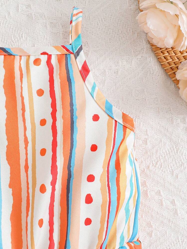 SHEIN Ropa De Cami Sin Mangas De Lunares Y Rayas Para Niñas Jóvenes - Multicolor - Añade 4