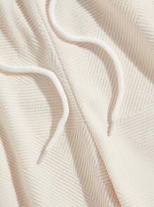 Manfinity Homme 男士純色束口短褲，汗水冷卻，襯有卡其色，假日休閒聚會好友必備 - 杏色 - 查看 4