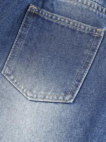 青少年男孩磨損沙洗字母刺繡牛仔短褲