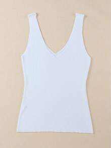 Acelitt Summer Women's Solid Color Daily Leisure Vacation Sleeveless V-Neck Wool Vest Fashionable Backless Knitted Top