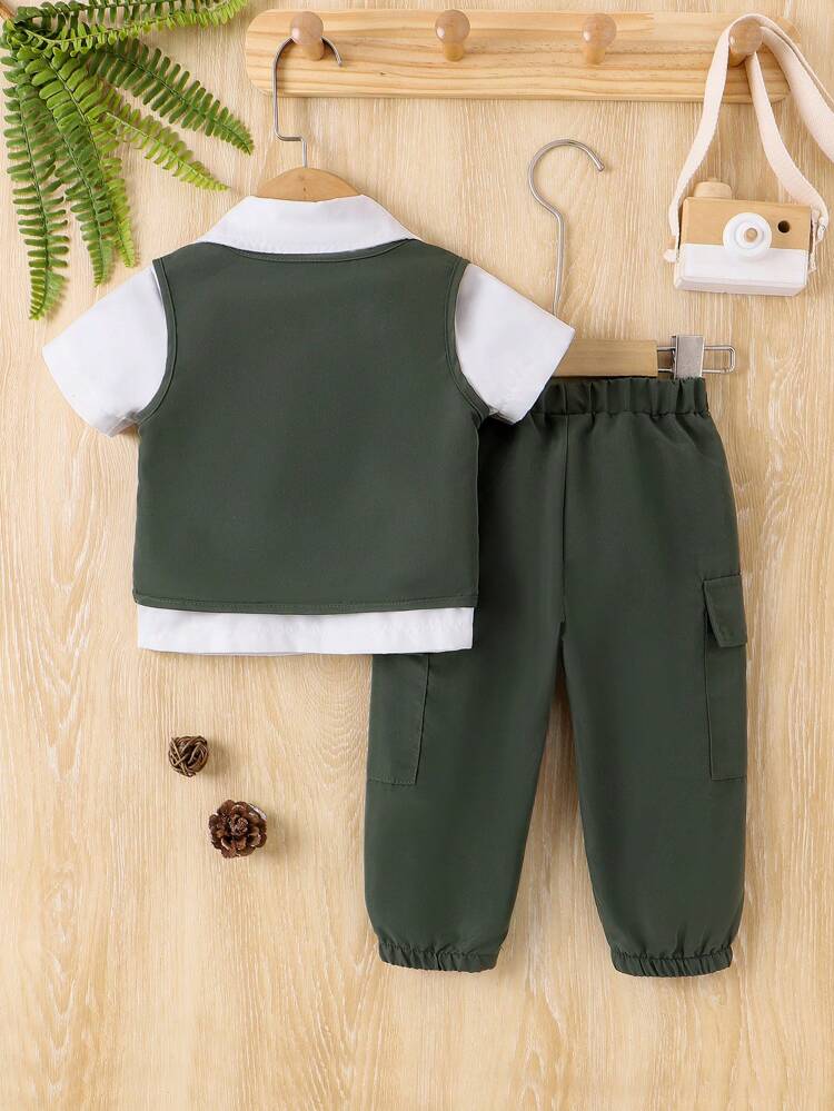 Baby Boy Color Block Jumpsuit And Romper Set
