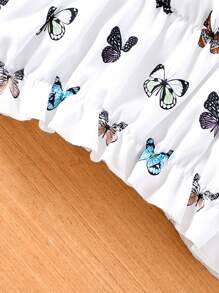 Butterfly White Spaghetti Strap Cool Fashion Tank Top For Baby Girls - Multicolor - View 4