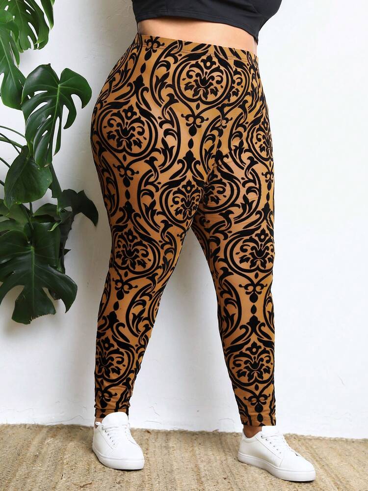 Casual Plus Size Women's Printed Leggings
