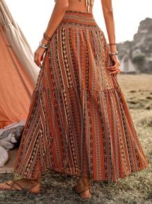 Breezaya Women's Geometric Pattern Holiday Skirt Maxi Women Outfit Fall Cloth For Women - Multicolor - View 2