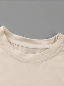 INAWLY 女蜘蛛字母印花短袖 T 卹 - 卡其色 - 查看 3