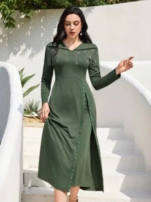Modelyn Kim loại Lỗ & Tua Nghệ Embellished Đầm - màu xanh lá - Xem 4