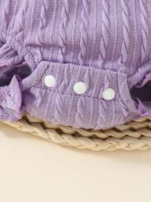 Conjunto de 2 piezas de body de encaje morado para bebé niña, atuendo casual, lindo y elegante para primavera y verano - Multicolor - Ver 4