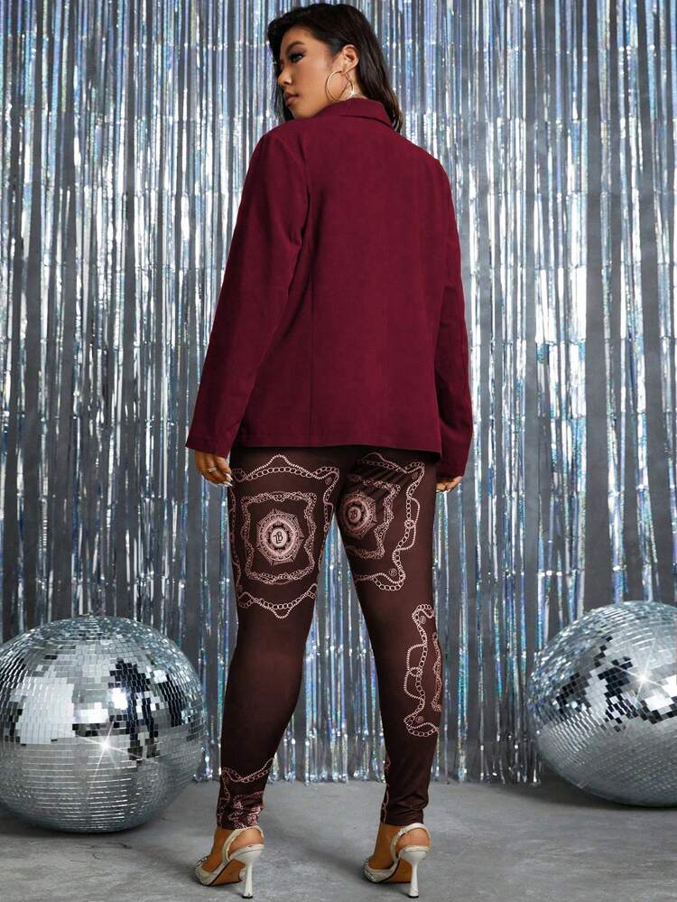 Plus Size Women's Single Button Suit Set