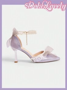 Dola Lovely Của phụ nữ Ren lưới Hoa Nghệ Embellished Giày cao gót Giày dép - Màu tím - Xem 12