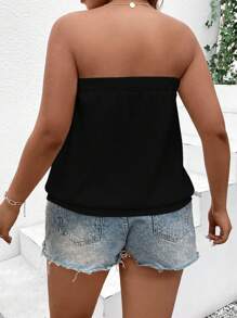 Breezaya 大尺碼純色露肩上衣 - 黑色 - 查看 2