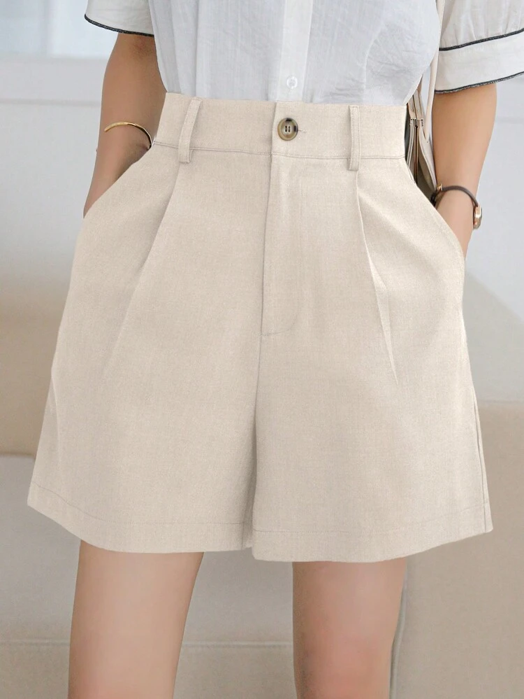 High Waist Shorts With Slanted Pockets Summer