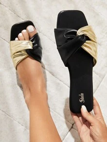 SheIn VCAY 女士拖鞋 - 黑色 - 查看 2