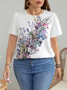 SHEIN LUNE Plus Size Flower Printed Shirt