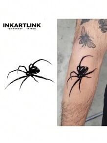1pc 8*12cm Spider Herbal Juice Temporary Tattoo Magic Tattoo, 15 Days, Semi-Permanent, Long Lasting 1-2 Weeks - Black - View 6