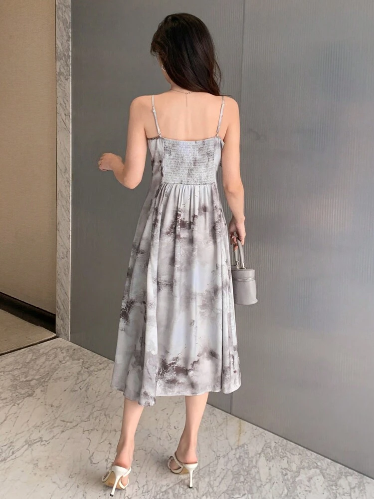 Tie-Dye Print Strappy Cami Dress Sundress,Casual Women Dresses Cocktail Dress