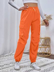 SHEIN Unity Drawstring Waist Cargo Long Pants Fall Cloth For Women