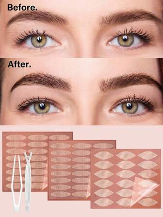 180/240/360/480 Pcs Eyelid Tap, Double Eyelid Lifter Strips For Both Inner & Outer Double Eyelids Eye Cover Lifting Tape Double Eyelid Tape Sticker, Invisible Suitable For Uneven Or Monolids Say Goodbye To Droopy Lids
