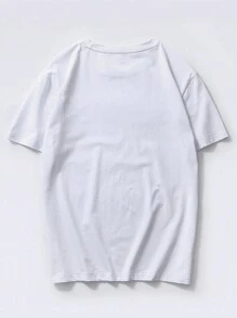 Manfinity Homme Men's Printed Short Sleeve T-Shirt In Geometric Pattern - White - View 2