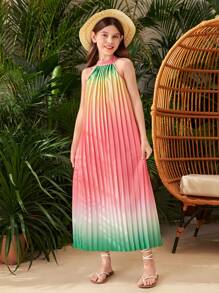 SHEIN 青少女漸層無袖休閒裙 - 彩色 - 查看 4