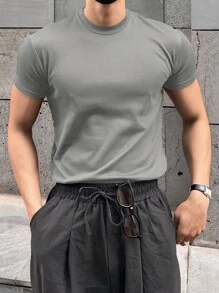 DAZY Camiseta De Verano De Color Sólido Para Hombres
