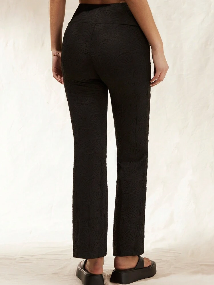 Ladies' Wide Waist Bell-Bottomed Pants (Belt Not Included)
