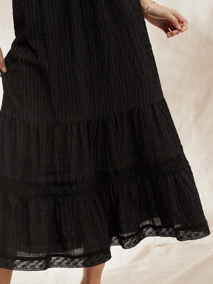 Summer Casual Solid Color Ruffle Hem Skirt