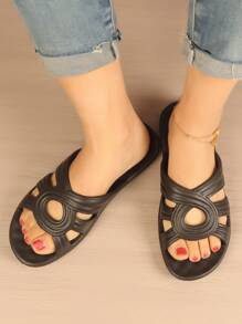 Women's Plastic Slippers, Fashionable, Wear-Resistant And Soft For Summer - Black - View 3