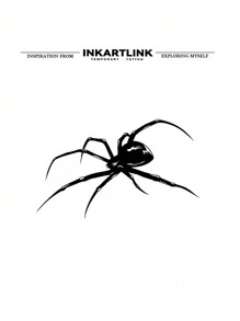 1pc 8*12cm Spider Herbal Juice Temporary Tattoo Magic Tattoo, 15 Days, Semi-Permanent, Long Lasting 1-2 Weeks - Black - View 1