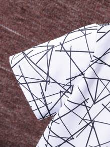 青少年男孩條紋&字母印花短袖t恤和短褲2件套裝 - 白色 - 查看 8