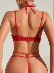 Women's Sexy Hollow Out Lingerie Set - Burgundy - View 2
