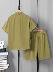 酷炫少年3d立體口袋外出裝 - 軍綠色 - 查看 2