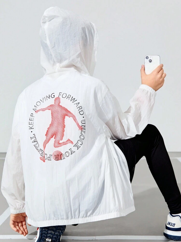 Tween Boys' Loose Fit Casual Hooded Sports Sweatshirt With Printed Long Sleeve