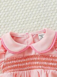 Baby Girl Pink Rompers With Ruffled Collar, Spring And Summer - Multicolor - View 6