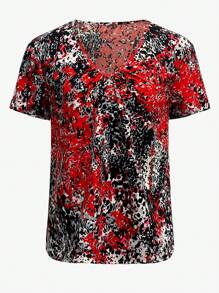 SHEIN LUNE Của phụ nữ In Ngắn tay Áo sơ mi - Nhiều màu - Xem 1