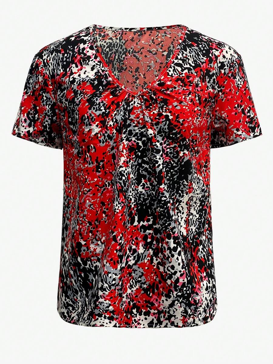 SHEIN LUNE Của phụ nữ In Ngắn tay Áo sơ mi - Nhiều màu - Xem 1