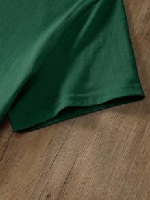 INAWLY Women's Solid Color Simple Short Sleeve T-Shirt - Dark Green - View 4