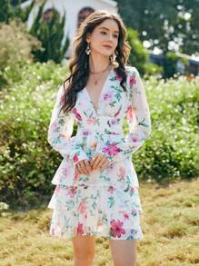 Aveloria Rosie Ladies' Long Sleeve Floral Print Dress Vacation Outfits Woman 