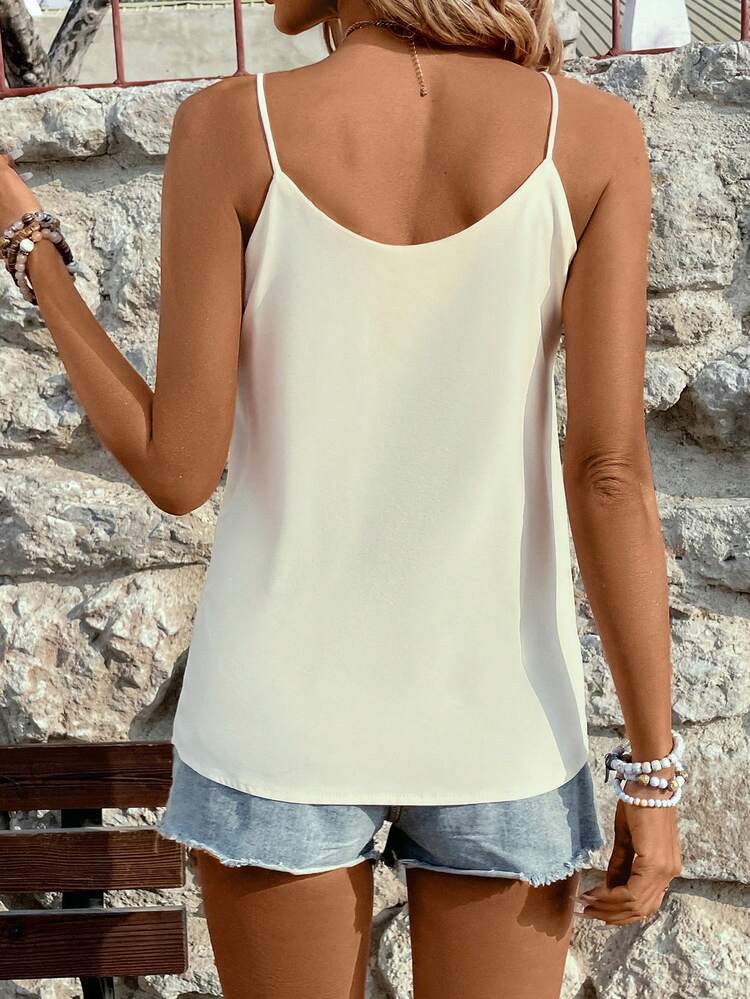 Seashell Edge Decorated Wrap-Tie Camisole Top For Summer