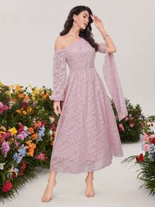 Modelyn One Shoulder Floral Printed Casual Dress Long Evening Dresses