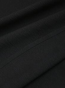 Sweetra 编织纹理圆领无袖连衣裙长款女装 - 黑色 - 查看 4