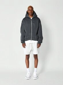 SUMWON Regular Fit Zip Through Hoodie - Dark Grey - View 4