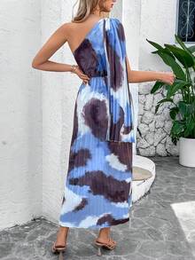 Breezaya Women's Printed One Shoulder Pleated Dress - Multicolor - View 2
