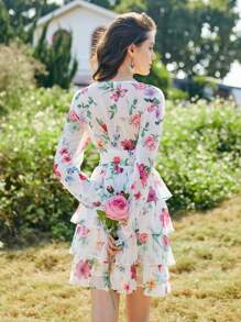 Aveloria Rosie Ladies' Long Sleeve Floral Print Dress Vacation Outfits Woman 